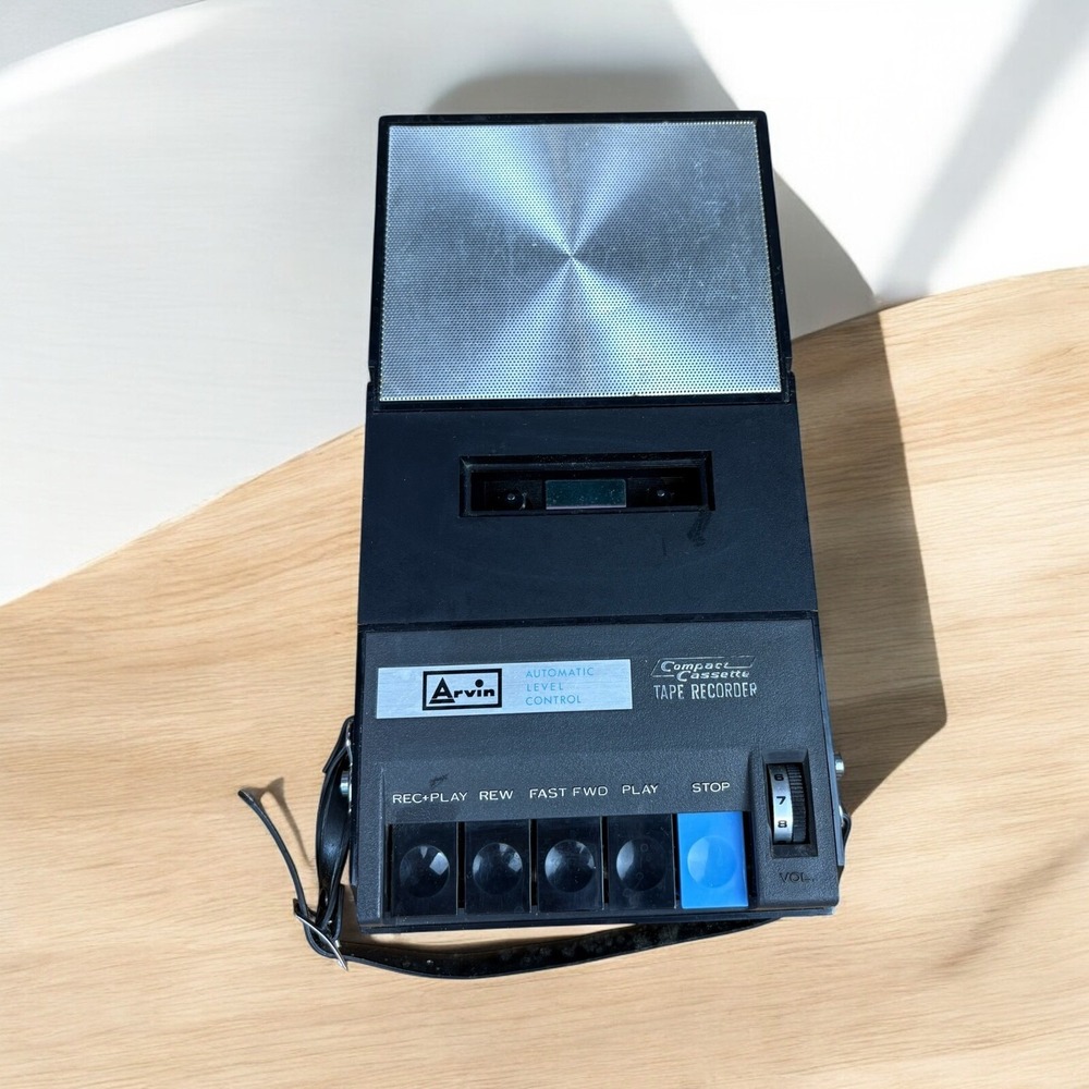 Vintage Arvin 20L05-19‎ Cassette Tape Recorder Black Tested Works